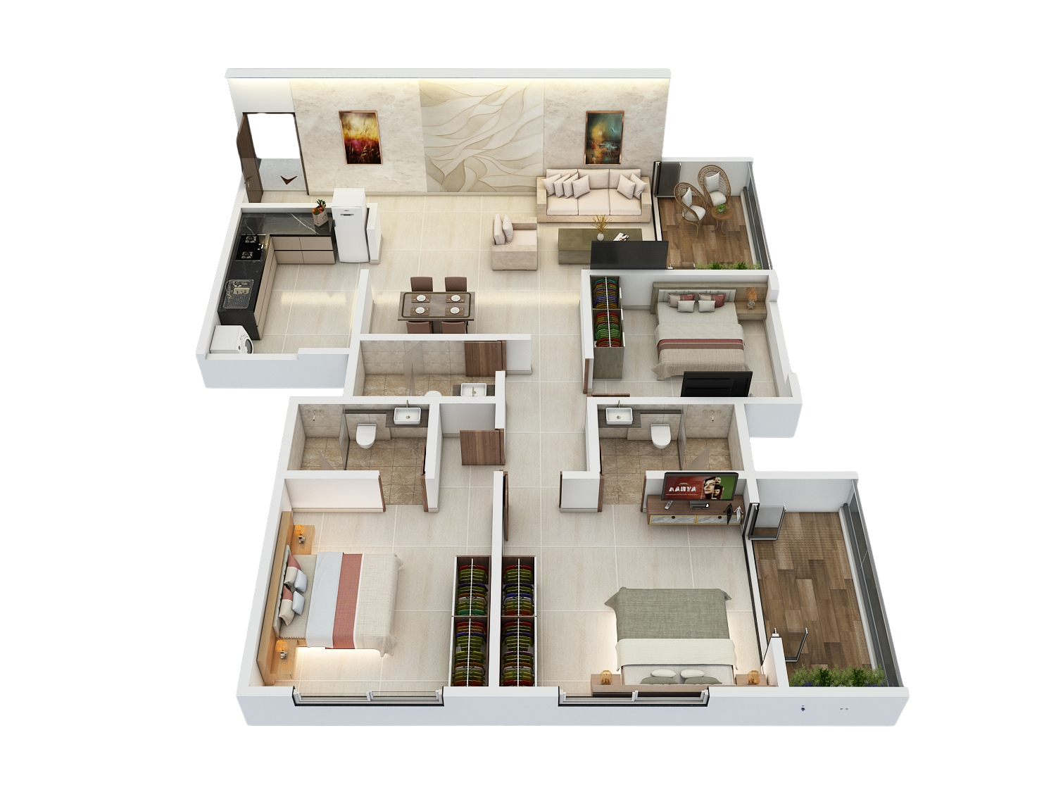 3 BHK Luxury Floor Plan